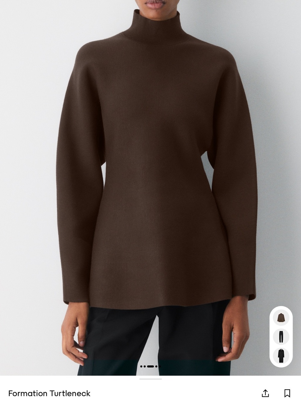 Aritzia Babaton Formation Turtleneck Sweater Rich Mocha Brown NWT small